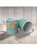 Mr. & Mrs. Panda Kaffeetasse Unschlagbares Brautpaar mit Spruch in Meeresbrise