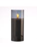 MARELIDA LED Kerze im Glas Windlicht flackernd D: 7,5cm H: 17,5cm in grau