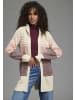 Laura Scott Kapuzenstrickjacke in beige rosa gestreift