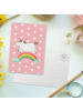 Mr. & Mrs. Panda Postkarte Einhorn Regenbogen ohne Spruch in Rot Pastell