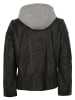 Mauritius Lederjacke Lammnappa Kapuze in Schwarz