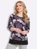 Sieh an! Longshirt in lila-schwarz-bedruckt