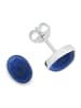 mantraroma 925er Silber - Ohrstecker (L) 8 x (B) 6 mm mit Lapis Lazuli