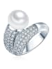 Valero Pearls Perlen-Ring aus Sterling Silber mit Zirkonia und Süßwasser-Zuchtperle in silber