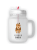 Mr. & Mrs. Panda Trinkglas Mason Jar Bär Kommunion mit Spruch in Transparent