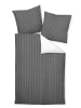 Janine Mako Soft Seersucker Sommer Bettwäsche - Streifen  titan in grau