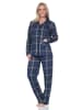 NORMANN Schlafanzug Pyjama langarm durchknöpfbar Jersey in marine