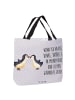 Mr. & Mrs. Panda Tote Bag Pinguine Kuss mit Spruch in Grau Pastell