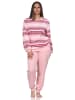 NORMANN Frottee Schlafanzug Bündchen Streifen - 81761 in rosa
