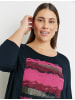 SAMOON T-Shirt 3/4 Arm Rundhals in Navy gemustert