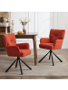 Home Nature Wohnkonzept Essstuhl aus Leinen quadratisch 180° drehbar in Orange 50x53x92 cm