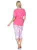 NORMANN Schlafanzug Capri kurzarm Streifenoptik Übergrössen 125 204 90 667 in pink