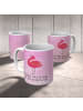 Mr. & Mrs. Panda Kindertasse Flamingo Stolz mit Spruch in Aquarell Pink