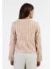 faina Damen Kurze Blazerjacke in Pink Wollweisser Streifen