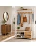 relaxdays Garderobenständer in Natur/ Weiß - (B)80 x (H)176 x (T)30 cm