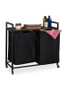 relaxdays Wäschekorbregal in Schwarz/ Braun - (B)80 x (H)74,5 x (T)33 cm