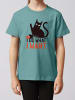 wat? Apparel T-Shirt Cat in Teal Monstera
