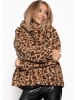 SASSYCLASSY Oversize Teddy Sweatshirt mit Kapuze in Leo-Print in Beige Leo