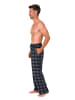 NORMANN Lange Schlafanzug Pyjama Flanell Hose kariert - 88094 in grau/marine