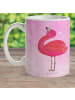 Mr. & Mrs. Panda Kindertasse Flamingo Stolz ohne Spruch in Aquarell Pink