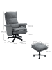 HOMCOM Massagesessel mit Fußhocker-78L x 93B x 99H cm-Grau