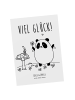 Mr. & Mrs. Panda Ansichtskarte Panda Glück mit Spruch in Weiß
