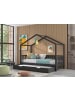 58 aufm Kessel HAUSBETT Kapua 210x170x97 mit Bettschublade Massivholz in Anthrazit