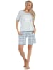 NORMANN kurzarm Pyjama Shorty karierter Jersey Hose - 62215 in hellblau