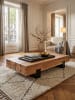 KADIMA DESIGN Couchtisch 130x59x25cm Massivholz / Metall Sofatisch, Design