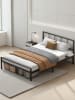 VASAGLE Bettgestell Conner in Mattschwarz - (B)140.5 x (H)87 x (T)206.5 cm