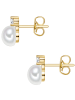 Trilani Ohrstecker aus Sterling Silber mit Zirkonia und Süßwasser-Zuchtperle in gelbgold