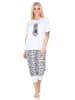 NORMANN Kurzarm Schlafanzug Capri Pyjama Shorty - 84883 in weiß