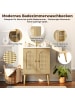 ABRIHOME Waschbeckenunterschrank in Holzfarbe 61 cm mit Keramikbecken Ablageböden