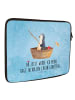 Mr. & Mrs. Panda Laptop Hülle Pinguin Angelboot mit Spruch in Eisblau