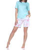 NORMANN Schlafanzug kurzarm Shorty Pyjama Schleifen Motiv in türkis