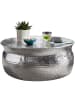 KADIMA DESIGN Orient Couchtisch handgefertigt, Hammerschlag-Aluminium, großzügig in Silber