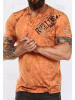 Rusty Neal V-Neck T-Shirt Verwaschen mit Seitlichem Logo Print in Orange