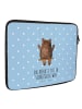 Mr. & Mrs. Panda Laptoptasche Bär Schaukel mit Spruch in Blau Pastell