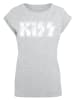 F4NT4STIC Extended Shoulder T-Shirt Kiss Rock Band Vintage Logo in grau meliert