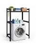 relaxdays Waschmaschinenregal in Schwarz/ Braun - (B)90 x (H)120 x (T)60 cm