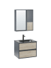 Beliani 3-tlg Badezimmerschrank TERUEL in Grau/Braun