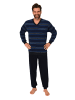 NORMANN Langarm Schlafanzug Frottee Stretch Pyjama Bündchen - 86851 in marine