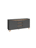 byLiving Sideboard VALENTIN in Anthrazit/Eiche-Optik - (B) 160 x (H) 76 x (T) 38 cm