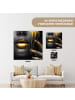 MuchoWow Leinwand Bilder Gesicht gold schwarz