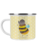 Mr. & Mrs. Panda Camping Emaille Tasse Hummel flauschig ohne Spruch in Gelb Pastell