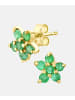Vanlere Ohrstecker aus 375 Gelbgold mit Smaragd Blumen-Design