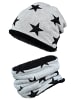 TupTam Unisex Set Kinder Beanie Mütze Schlauchschal in grau/schwarz