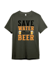 PAULGOS Herren T-Shirt, Save Water drink Beer in Olive