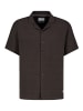 Eight2Nine Kurzarmhemd Knopfleiste Reverskragen Unifarben in Dunkelbraun