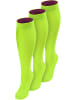 normani 3 Paar Kniestrümpfe mit farbig abgesetztem Bund Bi-Color in Limette/Beere